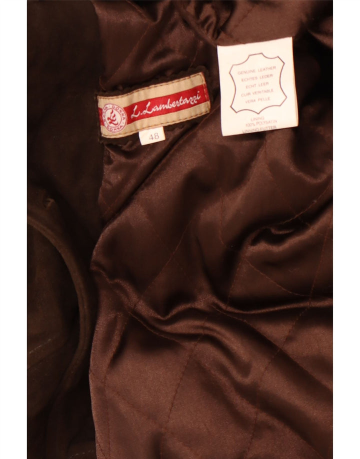 L.Lambertazzi Womens Suede Overcoat IT 48 XL Brown Leather