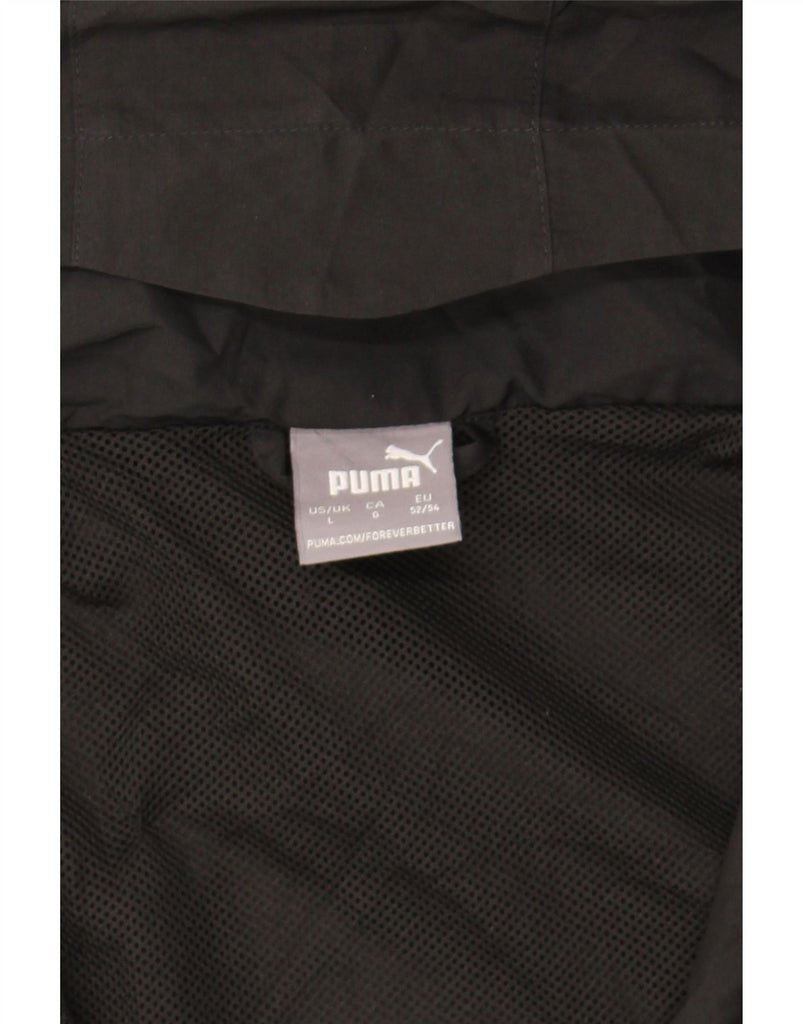 PUMA Mens Hooded Rain Jacket UK 40 Large Black Polyester Vintage Puma and Second-Hand Puma from Messina Hembry 