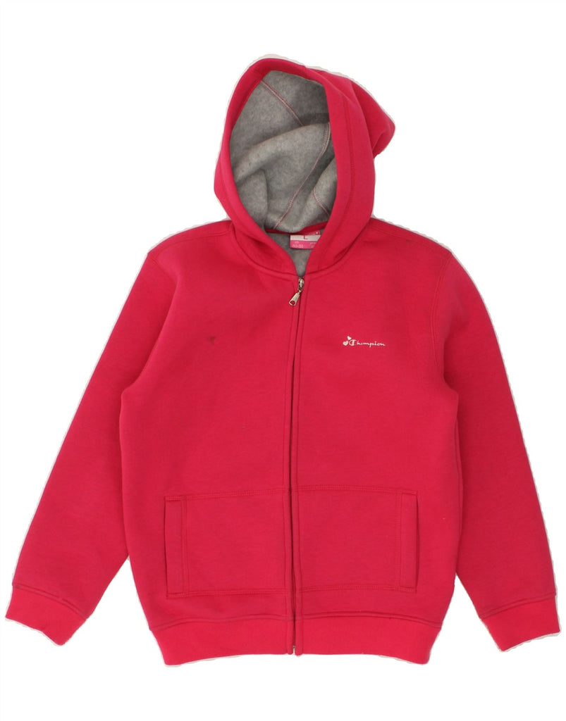 CHAMPION Girls Zip Hoodie Sweater 11-12 Years Large Red Cotton | Vintage Champion | Thrift | Second-Hand Champion | Used Clothing | Messina Hembry 