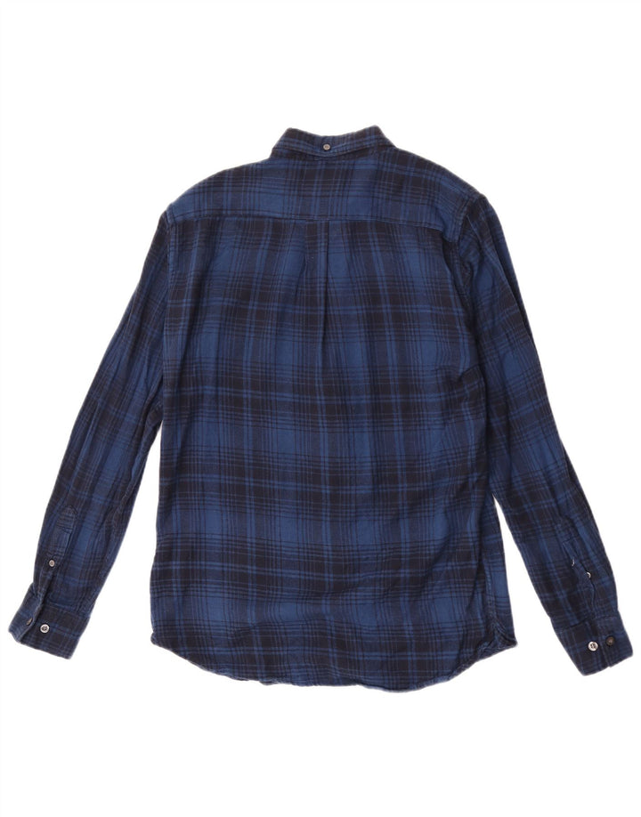 French Connection Mens Flannel Shirt Small Blue Plaid Cotton