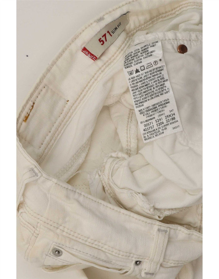 Levi's Womens 571 Slim Jeans W29 L29 White Cotton