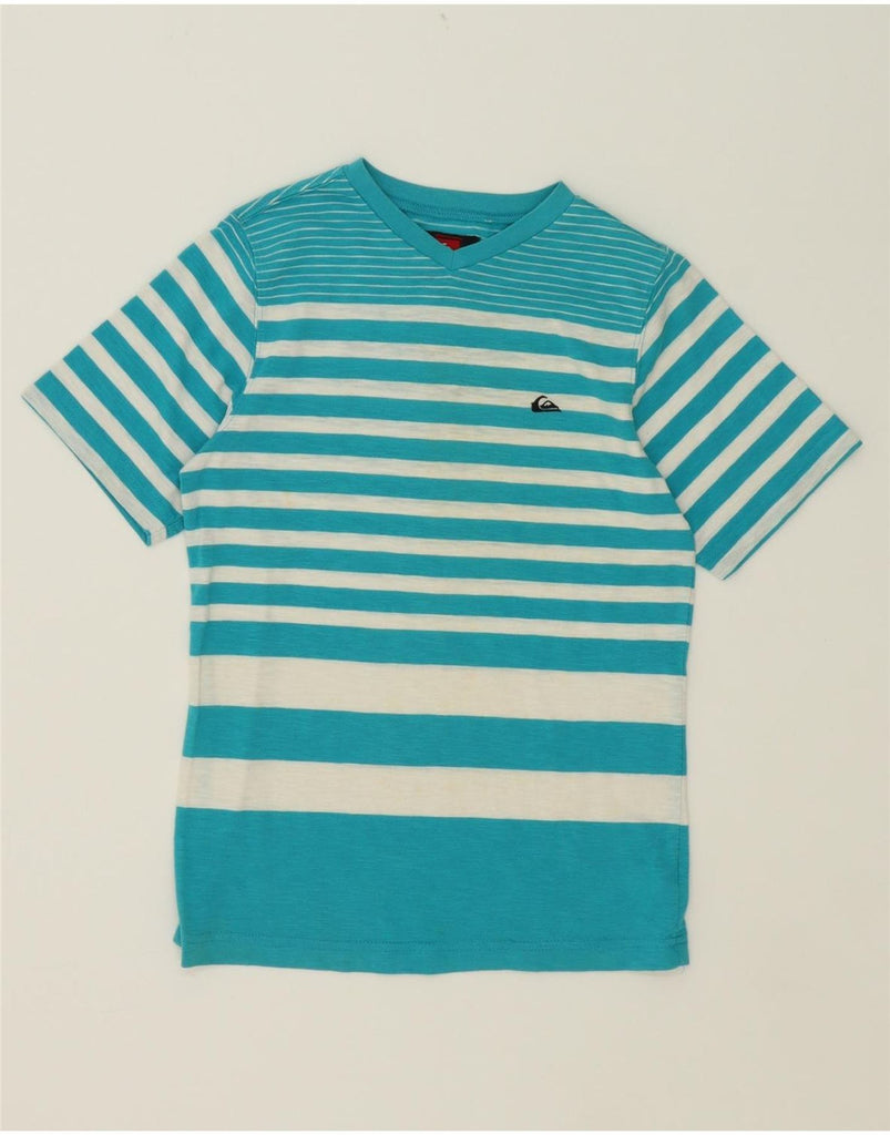 QUIKSILVER Boys T-Shirt Top 13-14 Years Medium Blue Striped Cotton Vintage Quiksilver and Second-Hand Quiksilver from Messina Hembry 