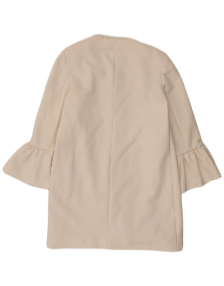 Zara Womens Longline Open Blazer Jacket UK 10 Small White Polyester