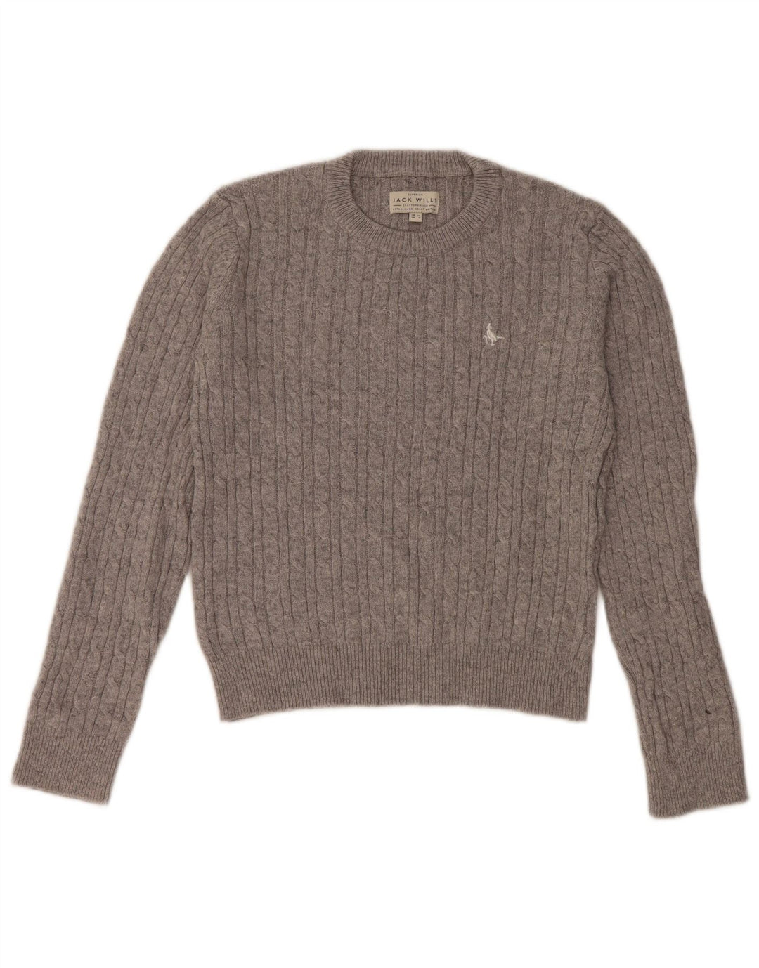 JACK WILLS Womens Crop Crew Neck Jumper Sweater UK 12 Medium Grey Wool