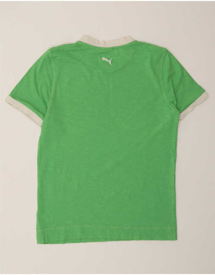 PUMA Mens Graphic T-Shirt Top Small Green Flecked Cotton