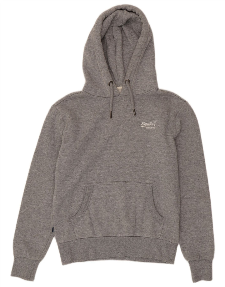 Superdry Mens Hoodie Jumper Small Grey Flecked Cotton