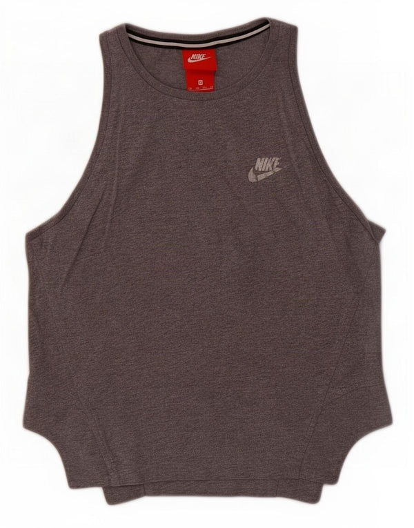 Nike Womens Crop Graphic Vest Top UK 6 XS Grey Cotton