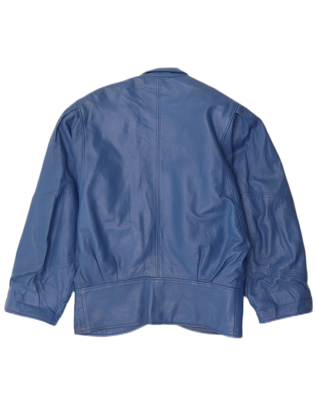 Vintage Womens Oversized Leather Jacket EU 34 XS Blue