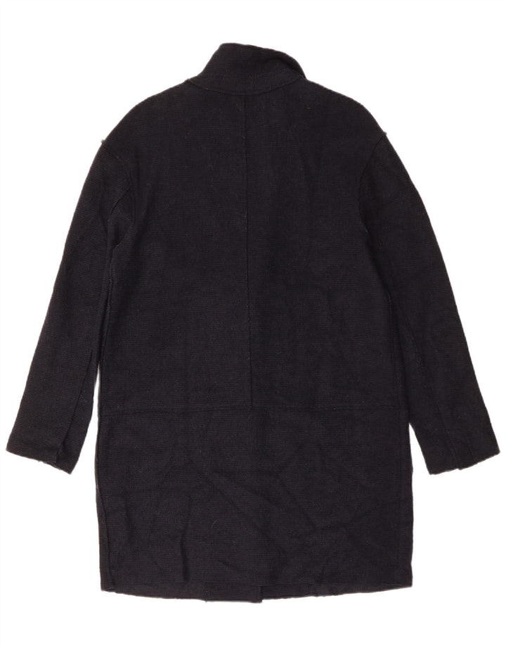 ZARA Womens Oversized Overcoat UK 10 Small Navy Blue Wool