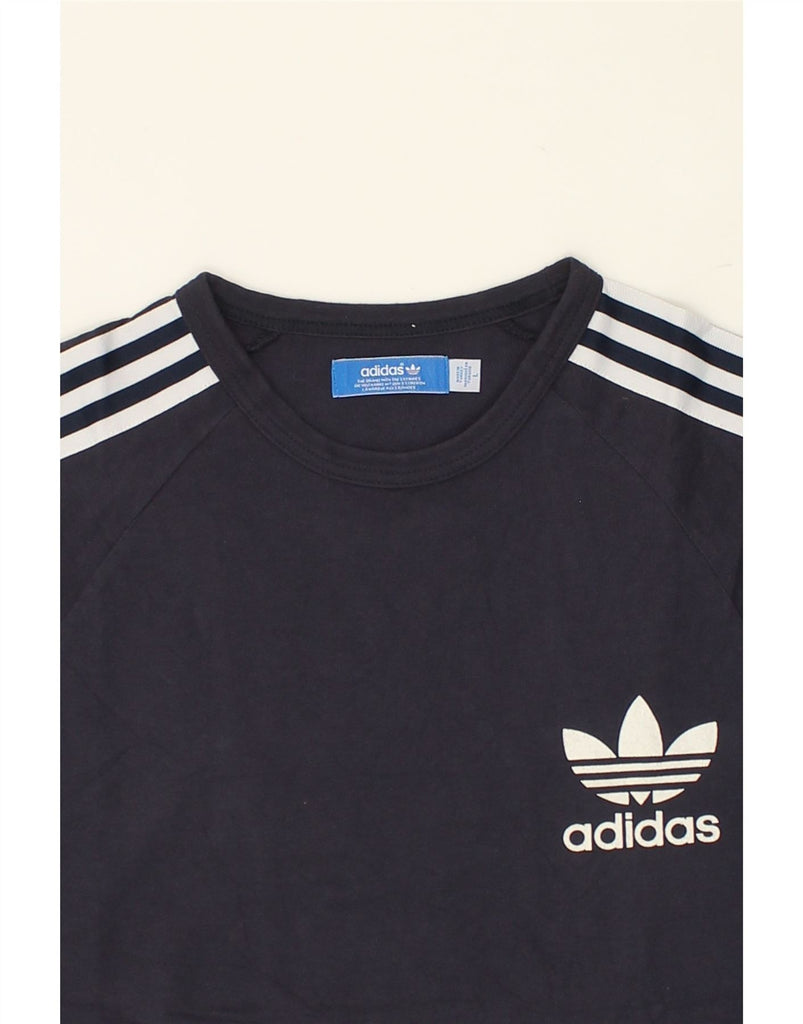 ADIDAS Mens T-Shirt Top Large Navy Blue Cotton | Vintage Adidas | Thrift | Second-Hand Adidas | Used Clothing | Messina Hembry 