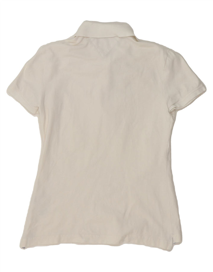 TOMMY HILFIGER Womens Polo Shirt UK 12 Medium White Cotton Vintage Tommy Hilfiger and Second-Hand Tommy Hilfiger from Messina Hembry 