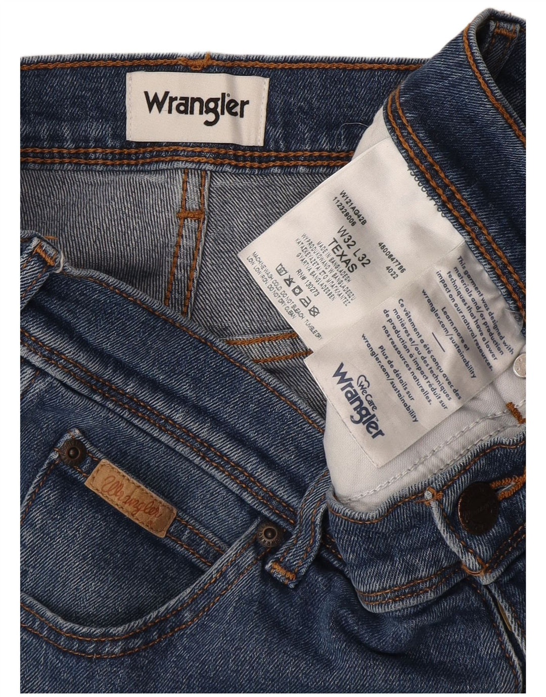 Wrangler Mens Texas Straight Jeans W32 L32 Blue Cotton