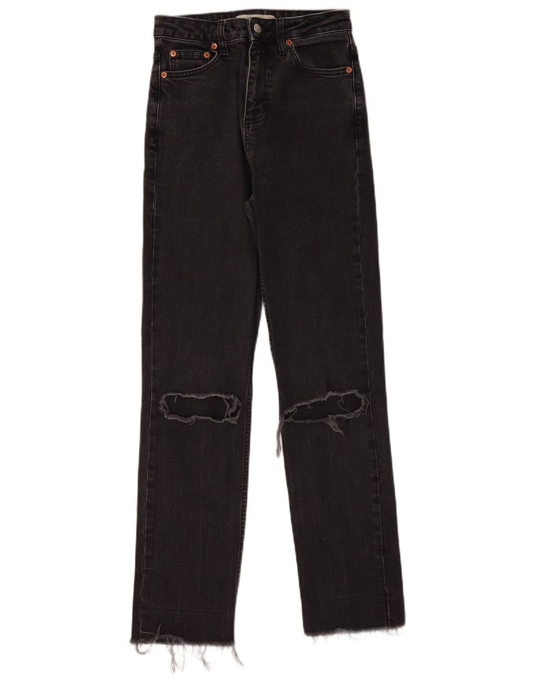 TOPSHOP Womens Distressed Straight Jeans W26 L29 Black Cotton