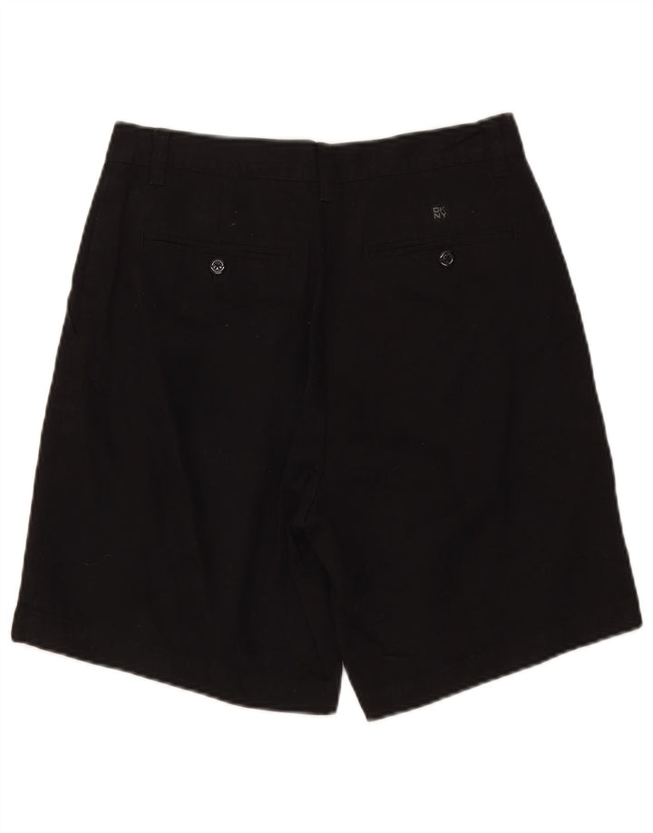 Dkny Womens High Waist Chino Shorts W30 Medium Black Cotton