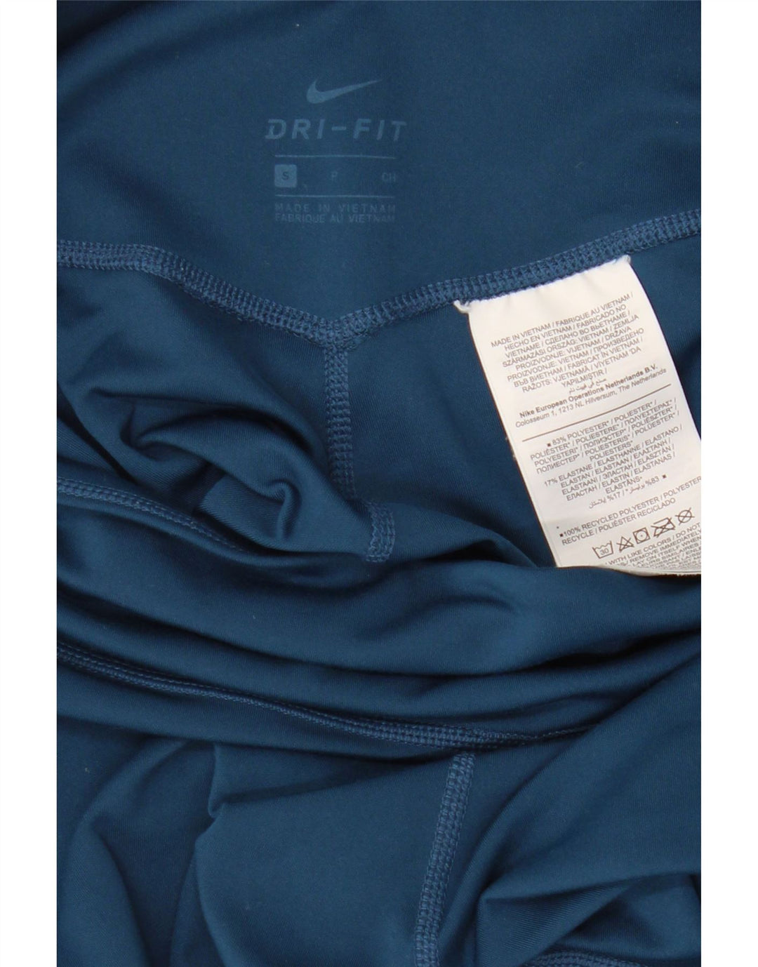 NIKE Womens Dri Fit Graphic Leggings UK 8 Small Blue Polyester