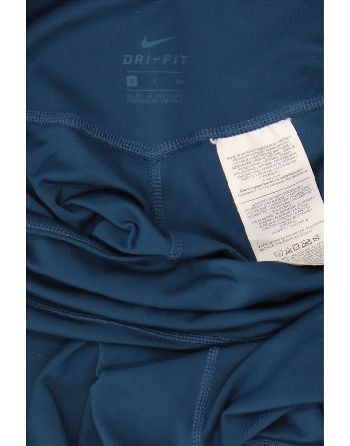 NIKE Womens Dri Fit Graphic Leggings UK 8 Small Blue Polyester