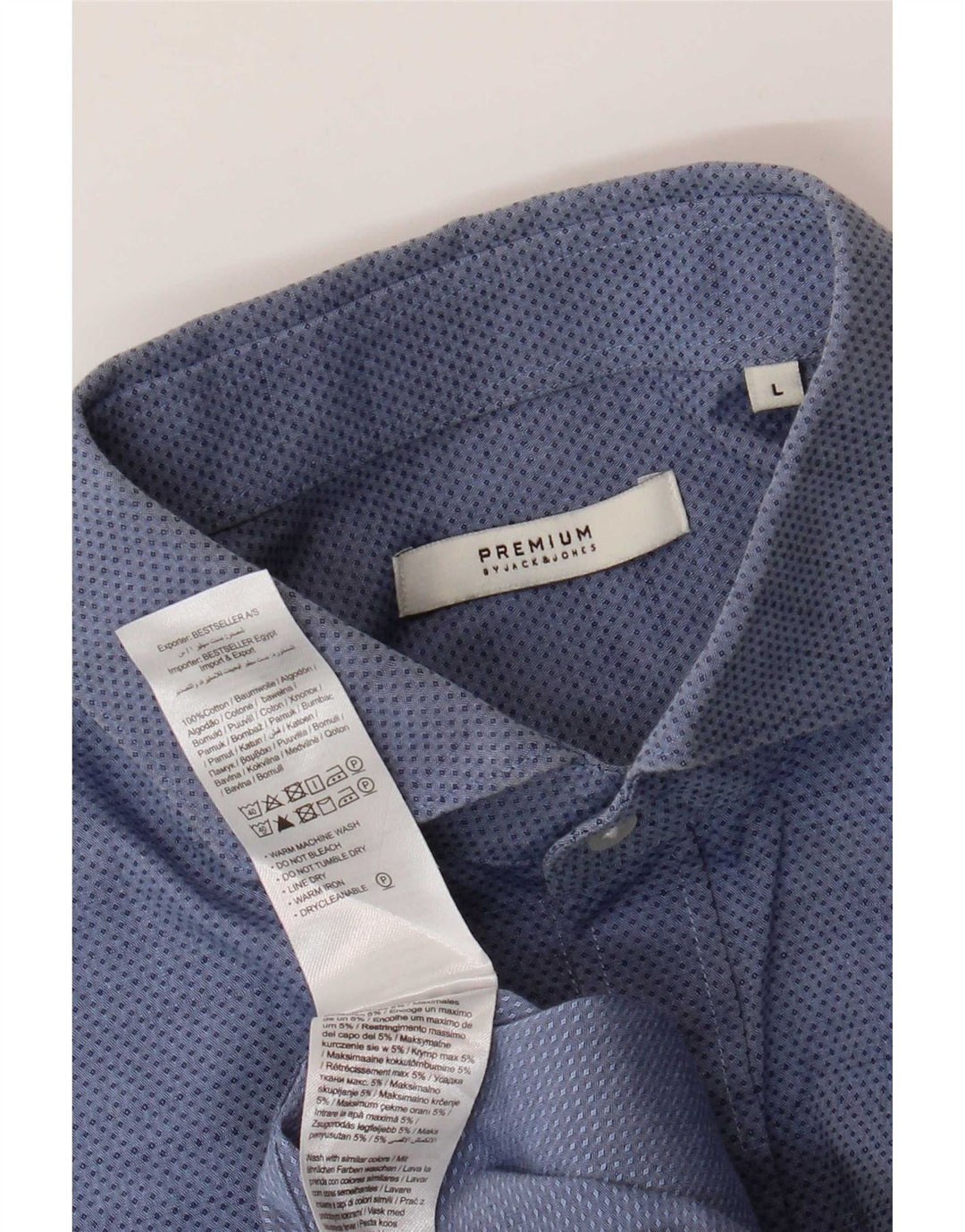 Jack & Jones Mens Shirt Large Blue Spotted Cotton