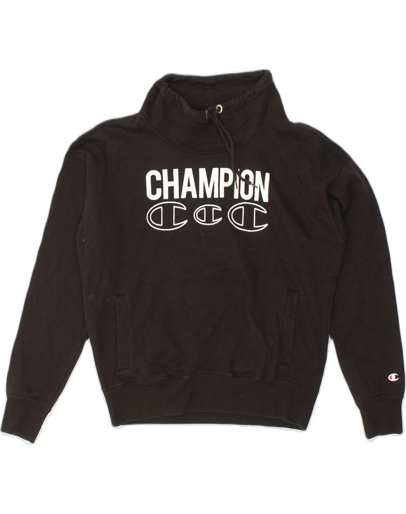 CHAMPION Womens Oversized Graphic Sweatshirt Jumper UK 10 Small Black | Vintage Champion | Thrift | Second-Hand Champion | Used Clothing | Messina Hembry 