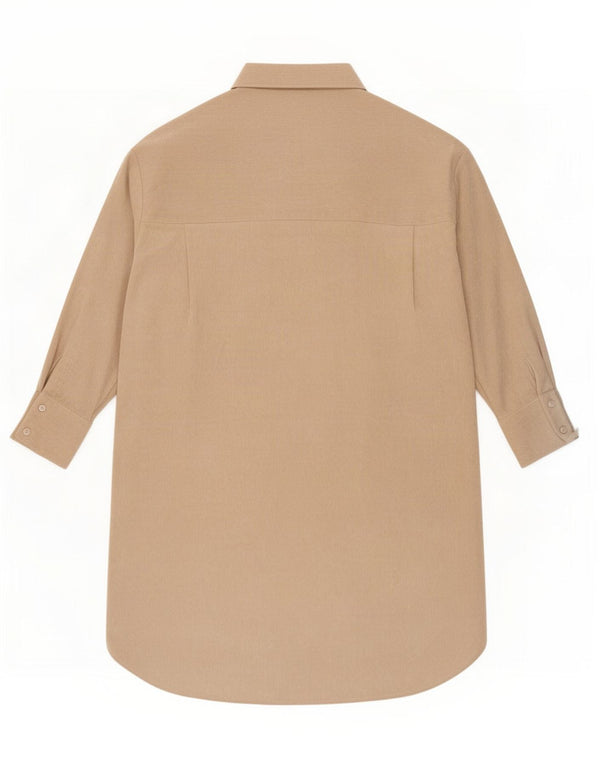 Zara Womens Oversized Corduroy Shirt Dress UK 16 Large Beige Polyester