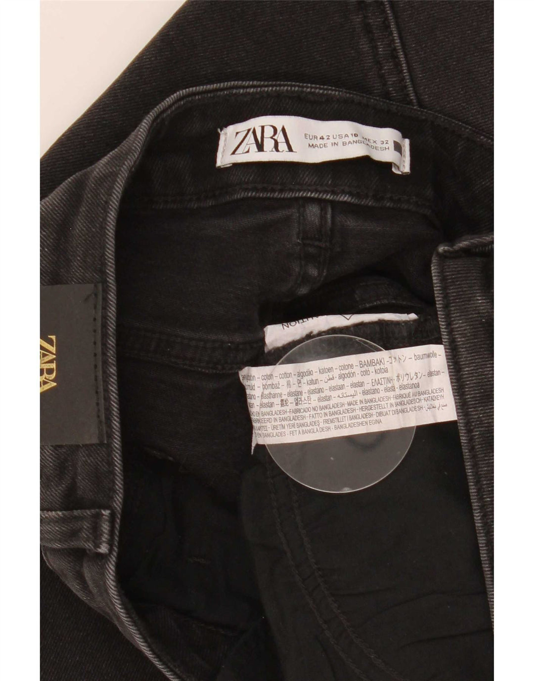 Zara Womens Crop Bootcut Jeans EU 42 Large W32 L26 Black Cotton