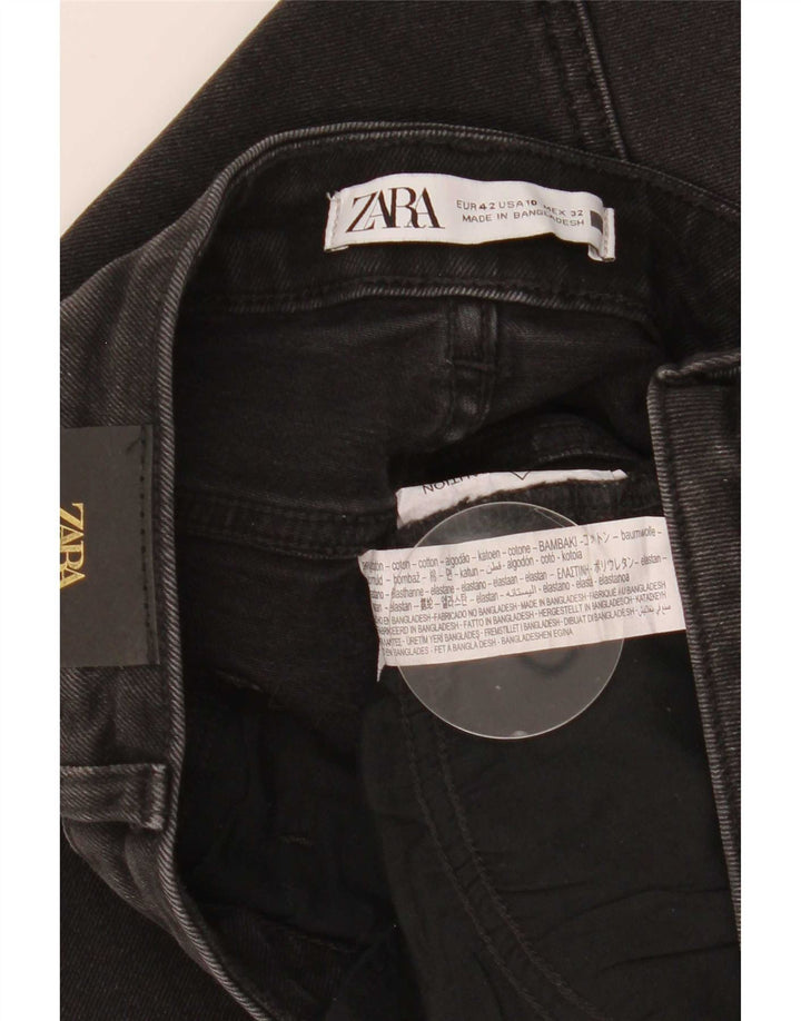 Zara Womens Crop Bootcut Jeans EU 42 Large W32 L26 Black Cotton