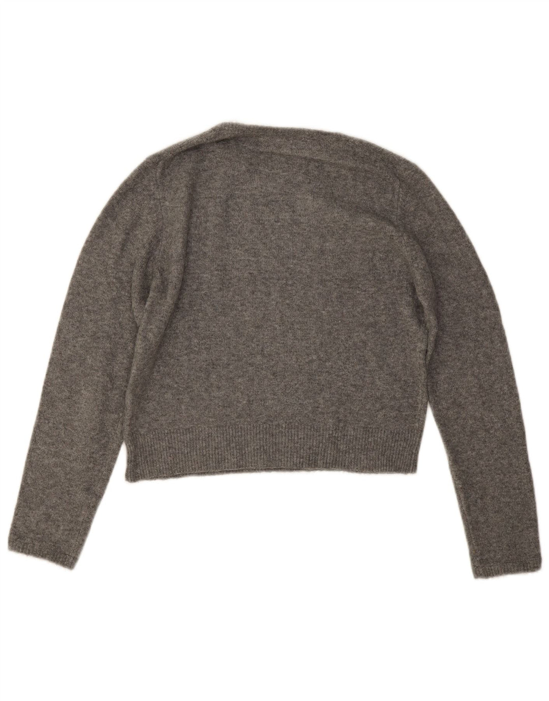 Zara Womens Crop Crew Neck Jumper Sweater UK 14 Medium Grey