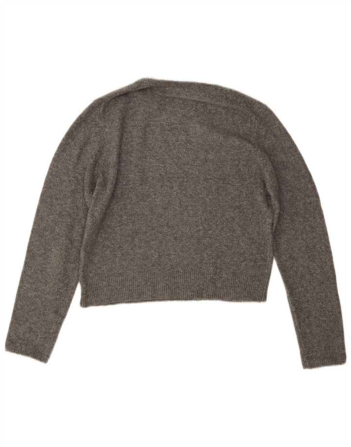 Zara Womens Crop Crew Neck Jumper Sweater UK 14 Medium Grey