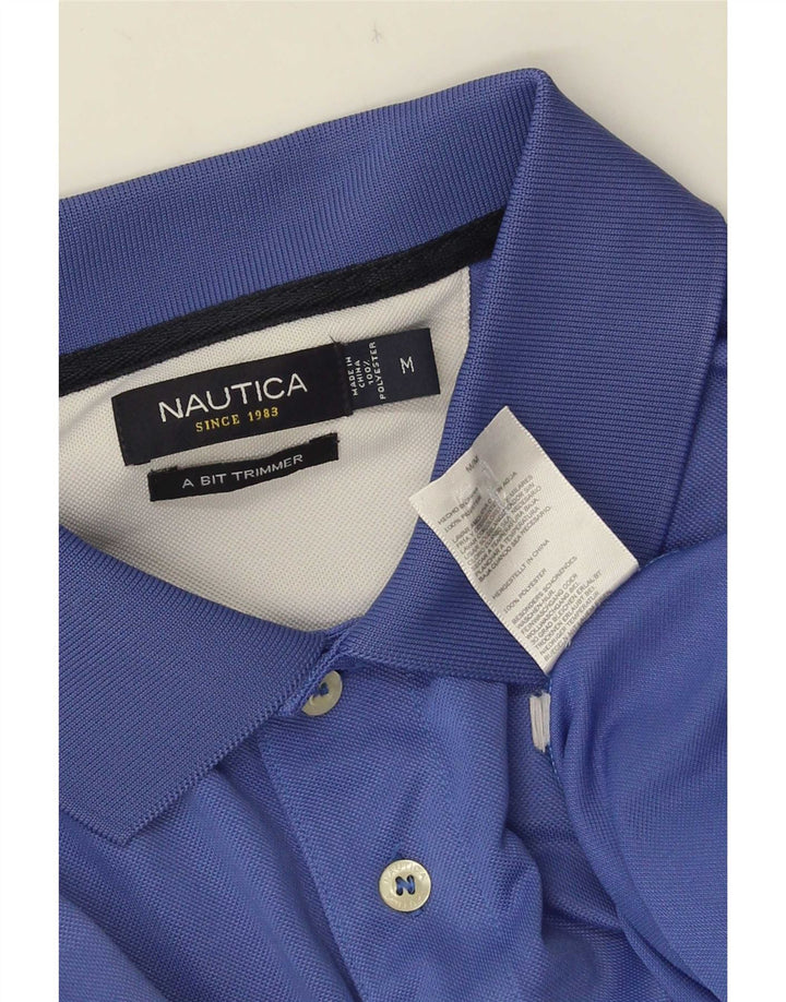 Nautica Mens Polo Shirt Medium Blue Polyester