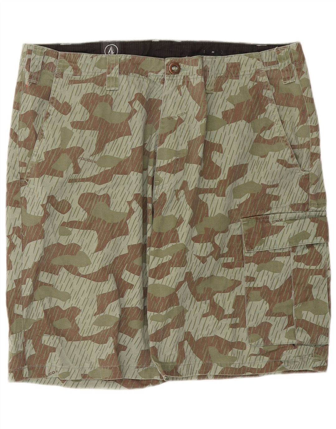 Volcom Mens Cargo Shorts W36 Large Green Camouflage