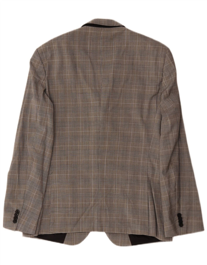 Hugo Boss Mens 2 Button Blazer Jacket EU 52 XL Grey Houndstooth Wool