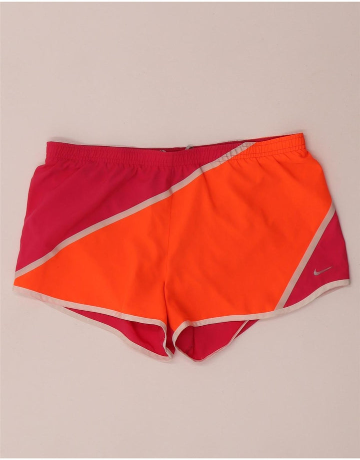 Nike Womens Dri Fit Sport Shorts UK 14 Medium Pink Colourblock Polyester
