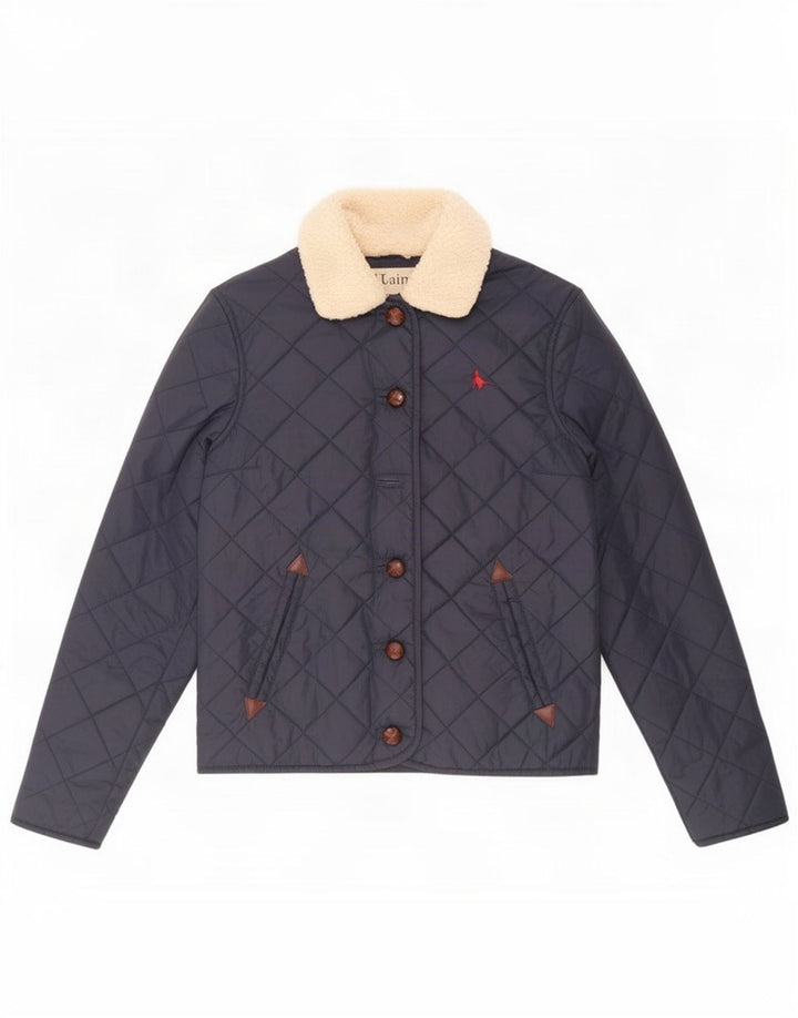 Jack Wills Womens Quilted Jacket UK 8 Small Navy Blue Polyester