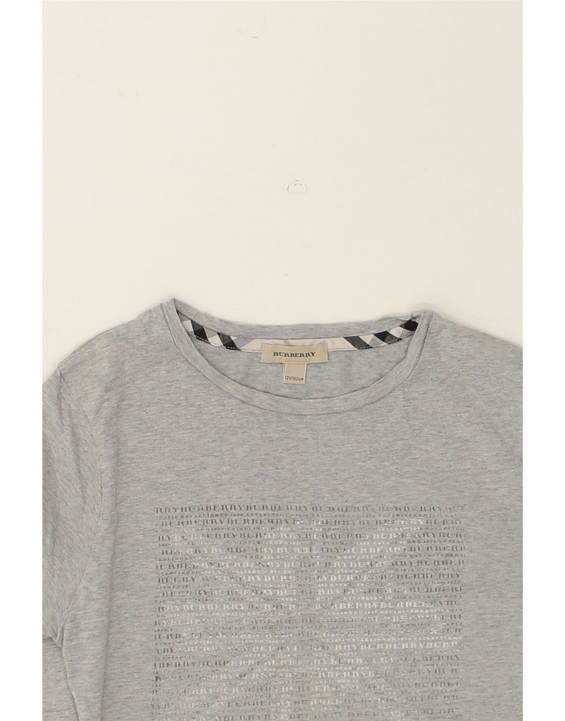 BURBERRY Girls Graphic Top Long Sleeve 11-12 Years Grey Cotton | Vintage Burberry | Thrift | Second-Hand Burberry | Used Clothing | Messina Hembry 