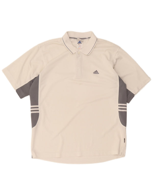 Adidas Mens Climalite Polo Shirt UK 40/42 Medium White Colourblock