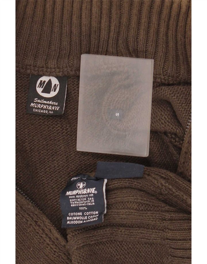 Murphy & Nye Mens Sailmakers Cardigan Sweater Small Brown Cotton