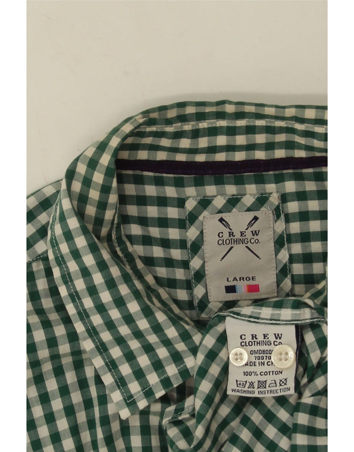 Crew Clothing Mens Shirt Large Green Gingham Cotton