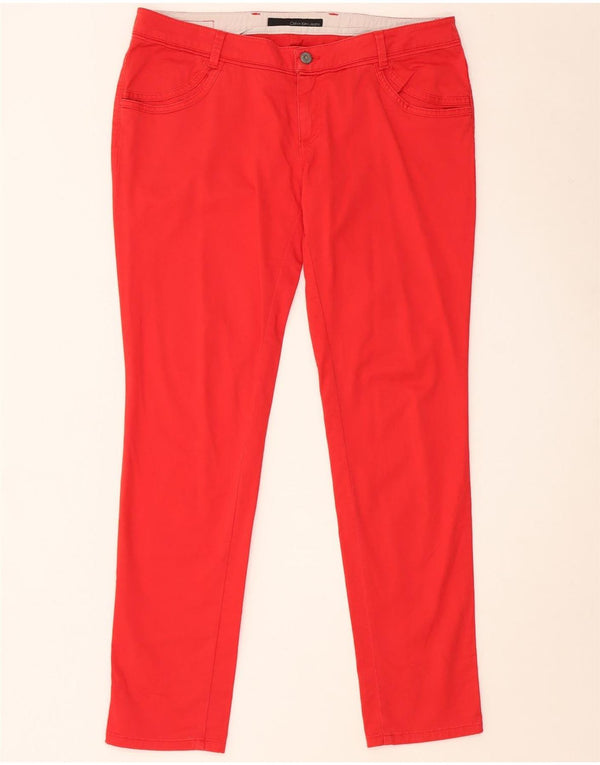 Calvin Klein Womens Skinny Casual Trousers W34 L32 Red Cotton