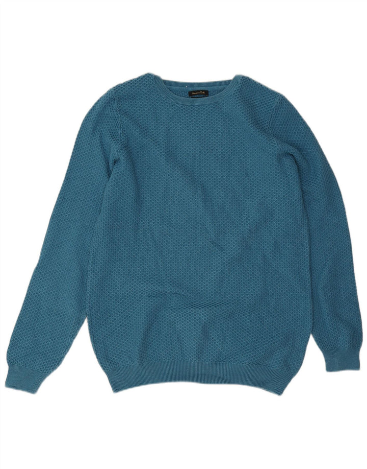 MASSIMO DUTTI Mens Crew Neck Jumper Sweater Large Blue Cotton
