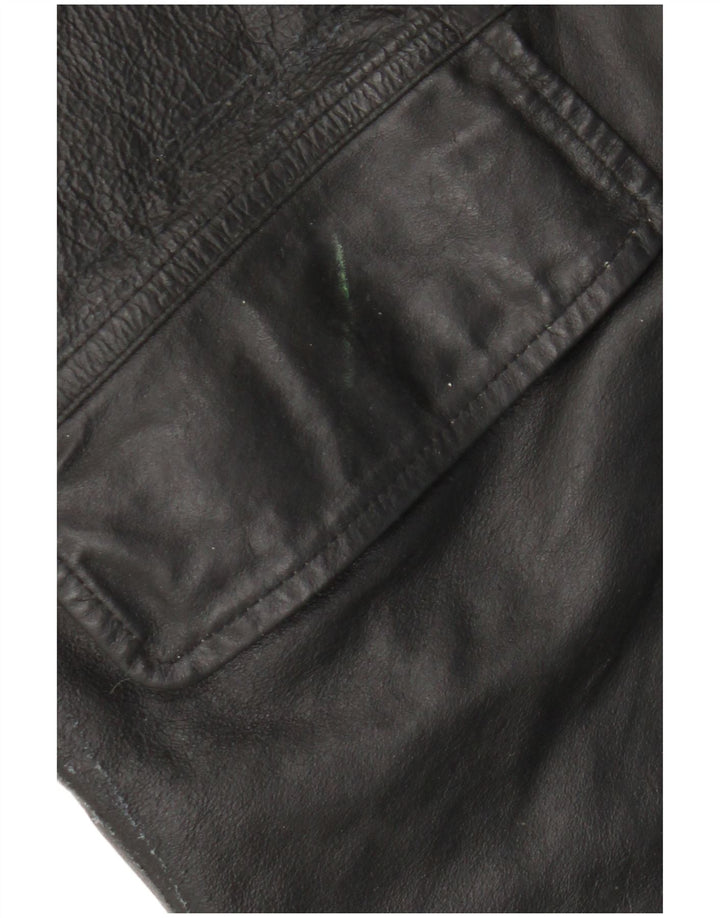 VINTAGE Mens Leather Jacket IT 54 2XL Black Leather