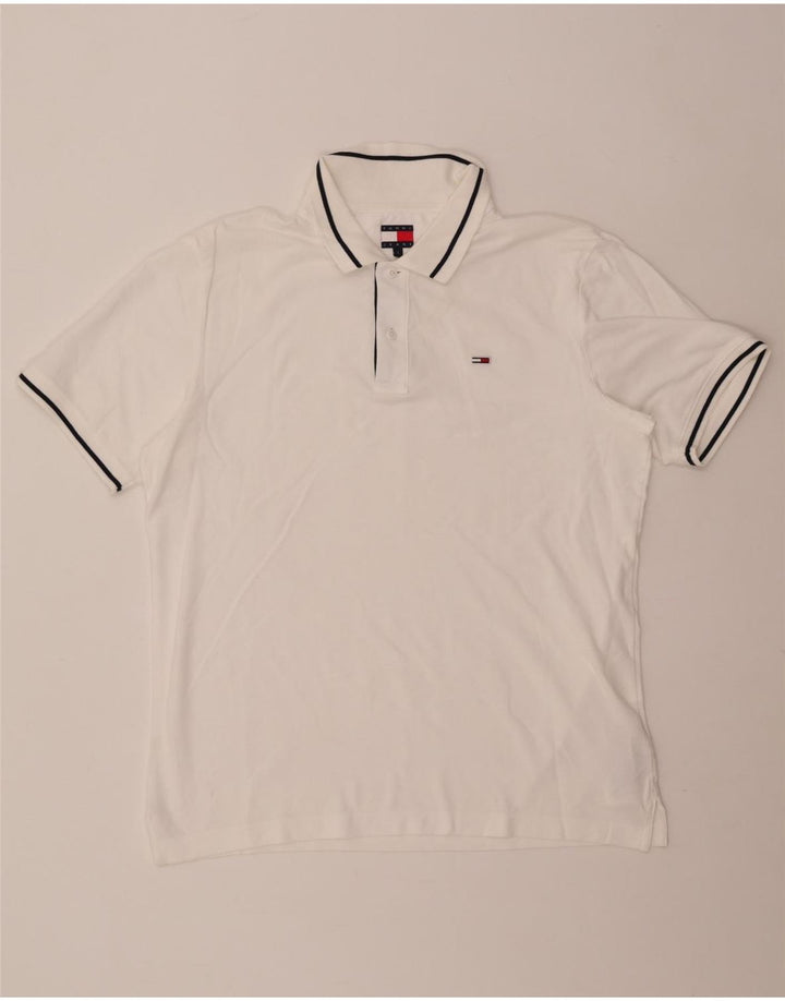 Tommy Hilfiger Mens Polo Shirt Large White Cotton