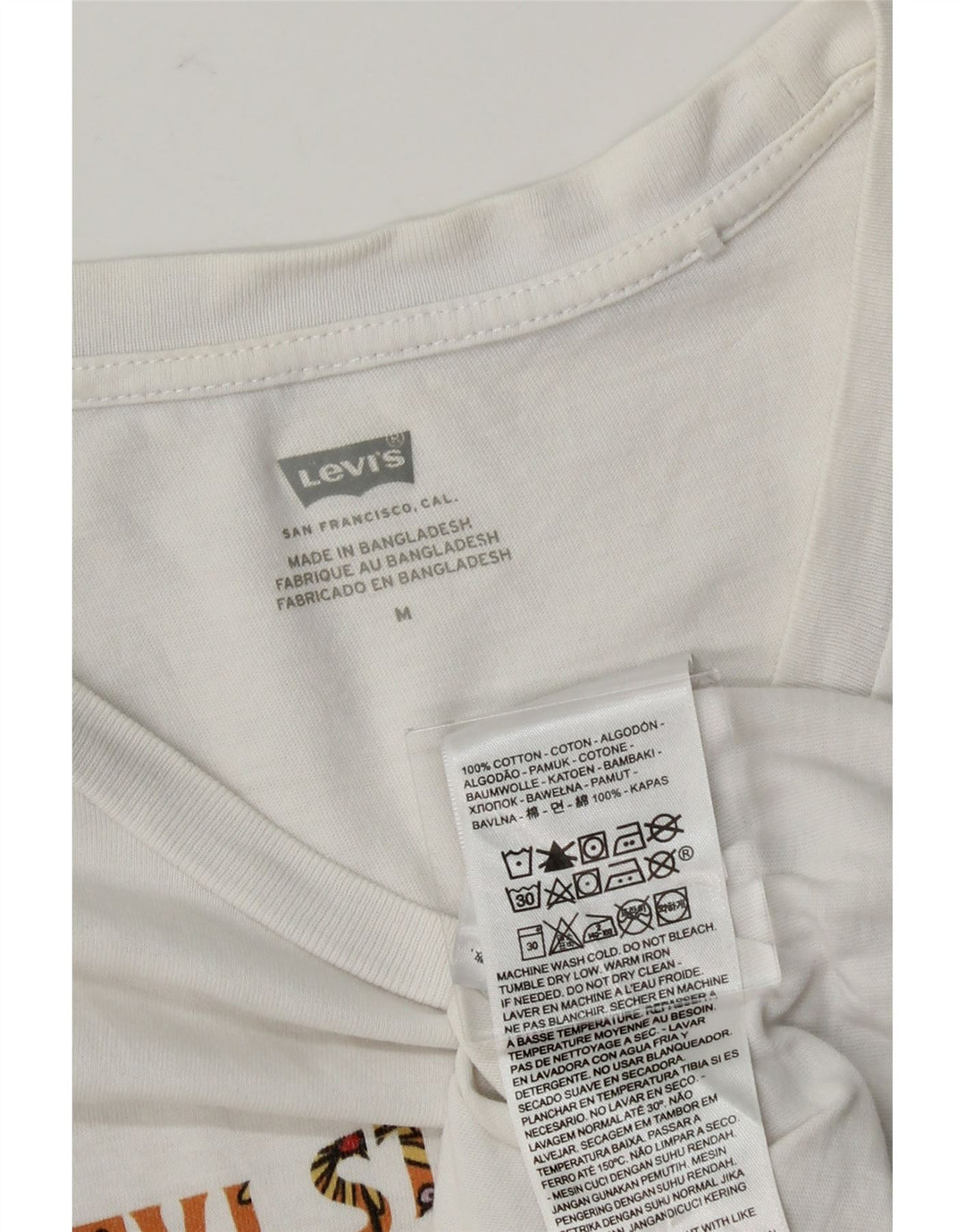 LEVI'S Womens Graphic T-Shirt Top UK 14 Medium White Cotton Vintage Levi's and Second-Hand Levi's from Messina Hembry 