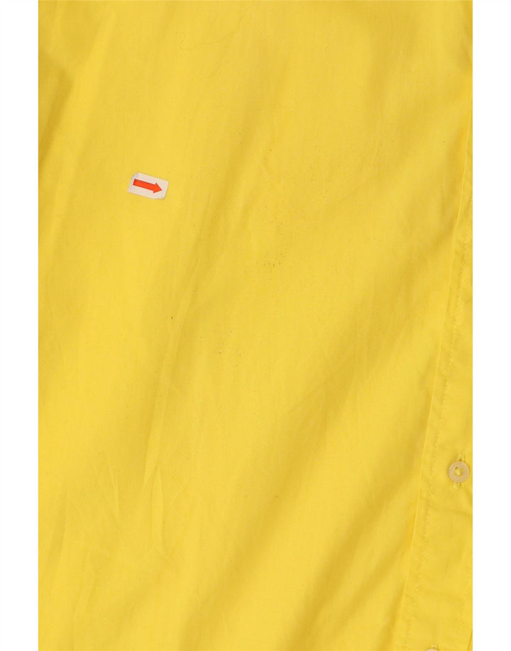 BENETTON Mens Short Sleeve Shirt XL Yellow Cotton