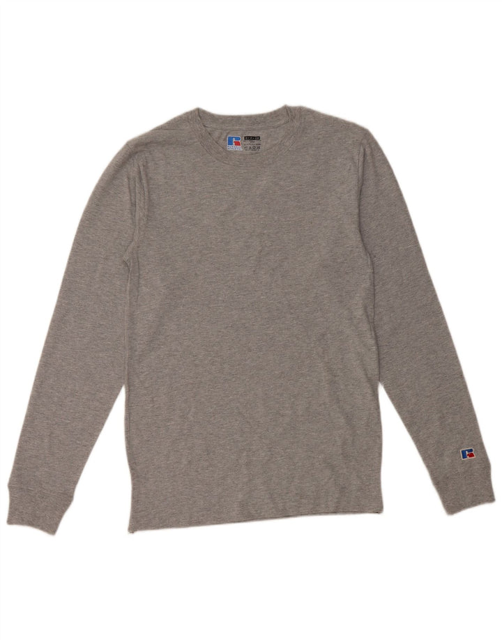 RUSSELL ATHLETIC Mens Top Long Sleeve Small Grey Flecked Cotton