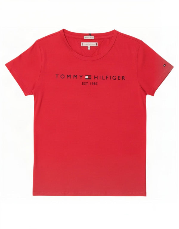 Tommy Hilfiger Girls Graphic T-Shirt Top 11-12 Years Red Cotton