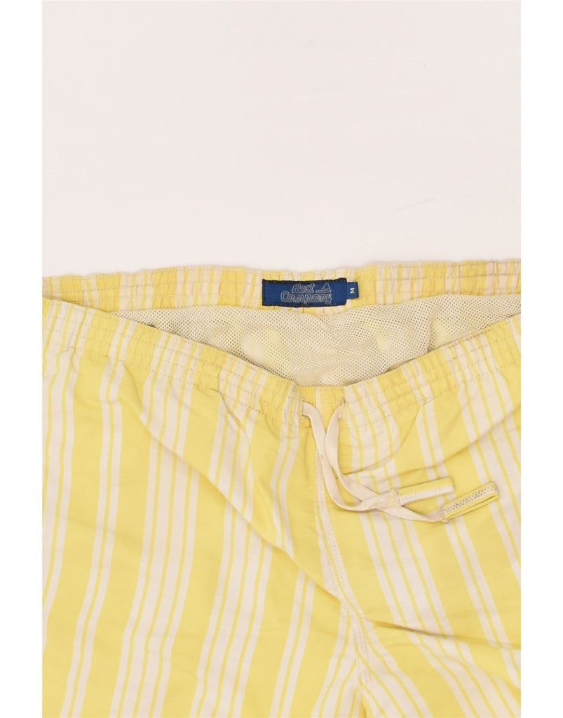 BEST COMPANY Mens Sport Shorts Medium Yellow Striped Polyamide | Vintage Best Company | Thrift | Second-Hand Best Company | Used Clothing | Messina Hembry 