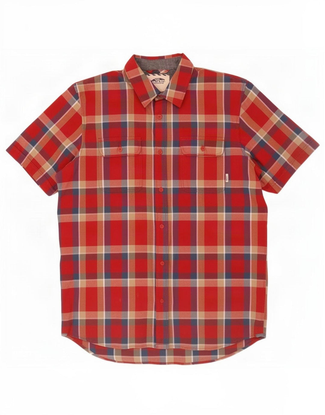 Vans Mens Short Sleeve Shirt Medium Red Check Cotton