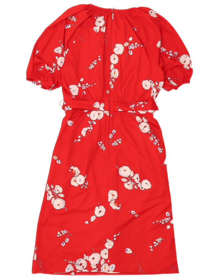 Trevira Womens A-Line Dress IT 40 Small Red Floral Polyester