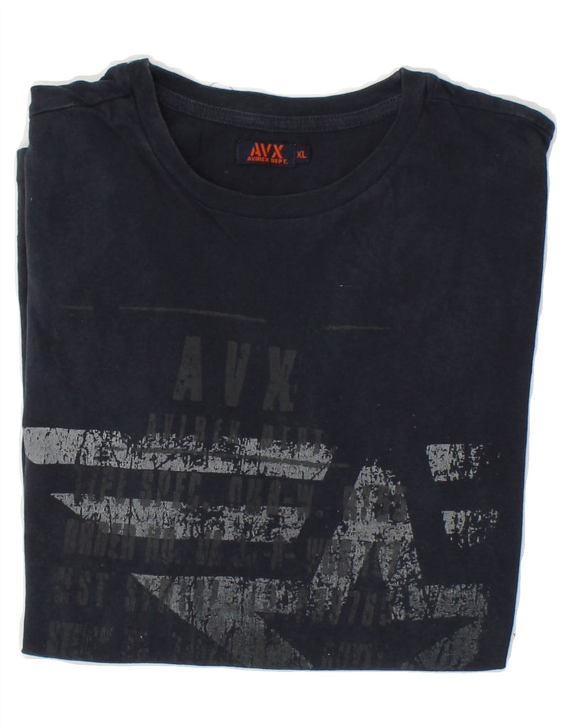 AVIREX Mens Graphic T-Shirt Top XL Navy Blue Cotton Vintage Avirex and Second-Hand Avirex from Messina Hembry 