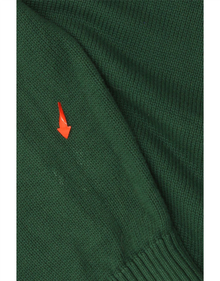 SUPERDRY Mens Zip Neck Jumper Sweater 2XL Green Cotton