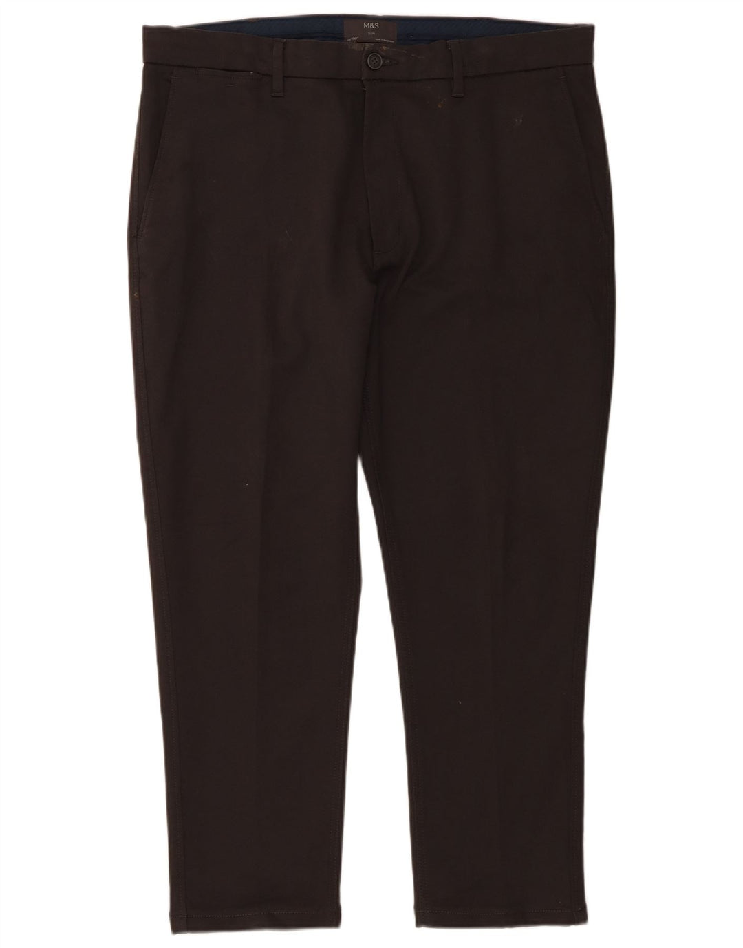 Marks & Spencer Mens Slim Chino Trousers W38 L29 Grey Cotton